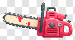 Bloody Chainsaw - Red Chainsaw With Blood Stains Transparent PNG