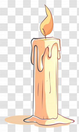 Candle - Melting Candle With Warm Flame Glow Transparent PNG