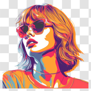 Taylor Swift - Stylish Colorful Portrait In Pop Art Style Transparent PNG