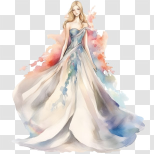 Wedding Dress
 - Fashion Illustration Of Elegant Gown With Colorful Details Transparent PNG