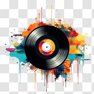 National Vinyl Record Day - Vinyl Record With Artistic Colorful Splashes Transparent PNG
