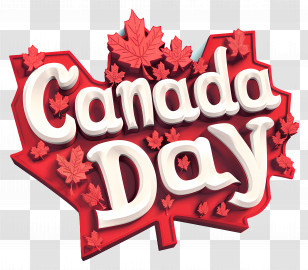 Canada Day - Canada Day Festive Text With Maple Leaves Transparent PNG