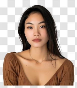 Model - Serious Woman With Long Hair Transparent PNG