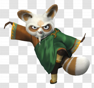 Master Shifu - Martial Arts Master Animal Character In Green Robe Transparent PNG