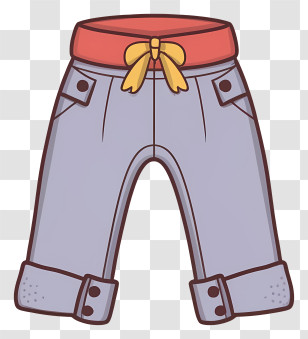 Clothing - Blue Pants With Red Waistband Transparent PNG