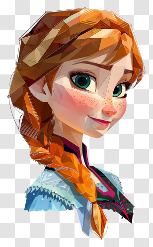 Frozen Anna Princess - Animated Girl With Red Braid Transparent PNG