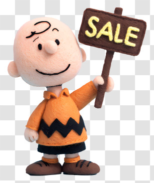 Charlie Brown Holding Sale Sign - Cartoon Character Holding Sale Sign Transparent PNG