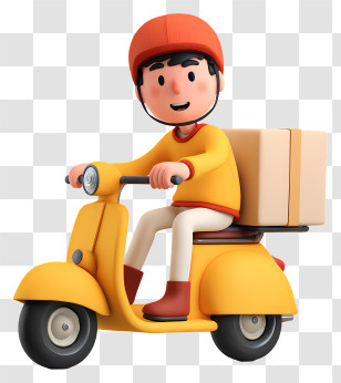 Delivery Boy Riding Scooter - Delivery Scooter With Rider Transparent PNG