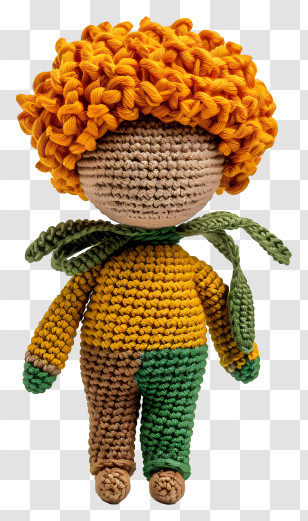 Crochet Doll - Handmade Crochet Doll With Orange Curly Hair Transparent PNG