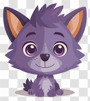 Wolf Head - Cute Purple Wolf Cartoon Transparent PNG