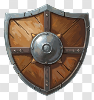 Wooden Shield - Wooden And Metal Shield Illustration Transparent PNG