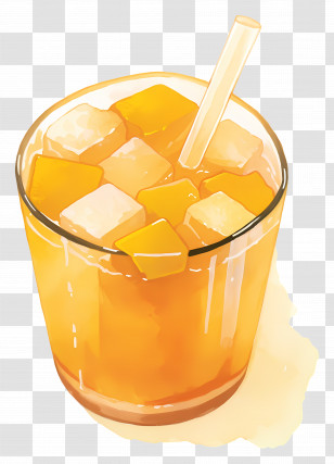 Mango Caramel Frappuccino - Glass Of Orange Drink With Ice Transparent PNG