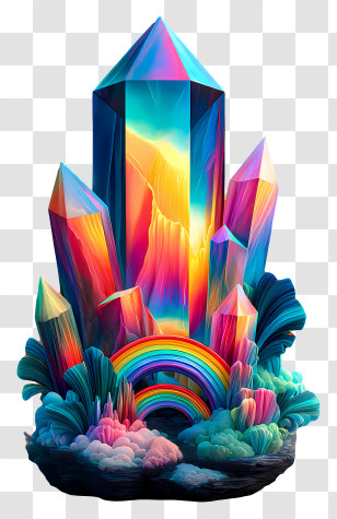 Iridescent Crystal - Rainbow Crystal Cluster Transparent PNG