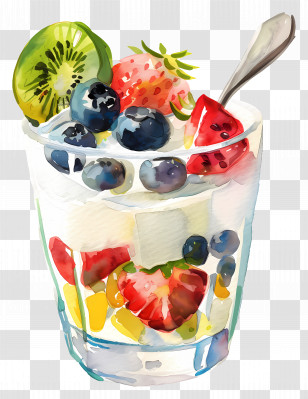 Yogurt Parfait - Fruit Yogurt Parfait In A Glass Illustration Transparent PNG