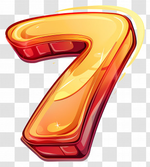 Number 7 - Shiny Golden Number Seven Illustration Transparent PNG