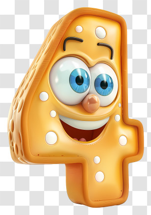 3d Cartoon Number - Smiling Number 4 Cartoon Character Transparent PNG