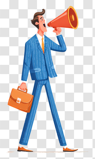 Businessman Holding Megaphone - Man With Megaphone In Business Suit Transparent PNG