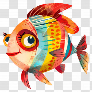 Cartoon Fish - Colorful Artistic Fish Transparent PNG