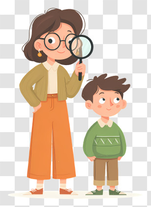 Adventure And Explore - Detective Duo With Magnifying Glass Transparent PNG