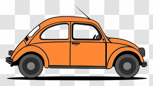 Cartoon Car - Orange Vintage Car Illustration In Retro Style Transparent PNG
