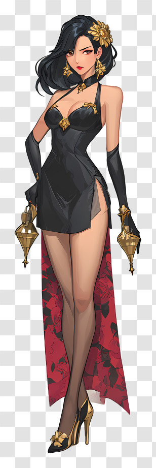 Yor Forger - Glamorous Black Dress Femme Fatale Transparent PNG