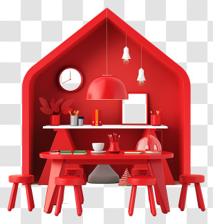 Red Classroom Table - Red House Interior Transparent PNG