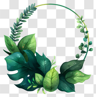 Green Leaf Frame - Green Leaves Wreath Transparent PNG