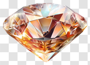 Precious - Shiny Orange Diamond With Sparkling Texture Transparent PNG