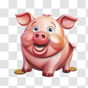 Piggy Bank - Happy Cartoon Pig Transparent PNG