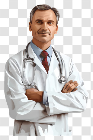Doctors Day - Male Doctor Illustration With Stethoscope Transparent PNG