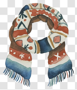 Watercolor Painting - Decorative Patterned Scarf For Winter Transparent PNG