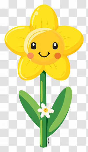 Flower Emoji - Happy Yellow Cartoon Flower Illustration Transparent PNG