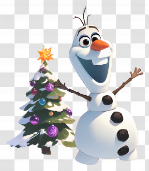 Frozen Olaf - Cheerful Snowman With Christmas Tree Transparent PNG