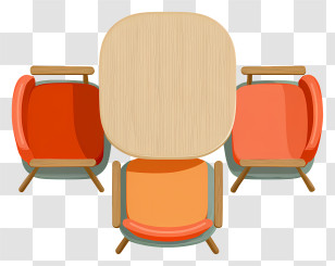 Furniture Top View - Wooden Table And Chairs Set For Dining Transparent PNG