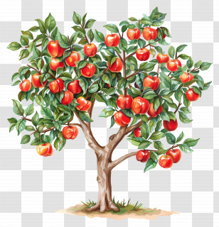 Fruit Tree - Apple Tree Branches With Red Fruits Transparent PNG
