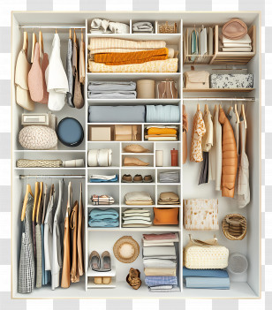 Closet Top View - Organized Closet With Clothes And Accessories Transparent PNG