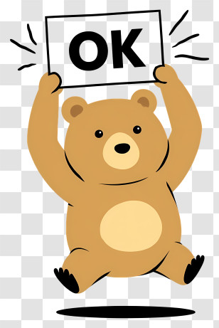 Bear Ok - Adorable Bear Holding OK Sign Transparent PNG