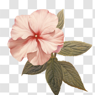 Impatiens Flower
 - Light Pink Hibiscus With Natural Green Leaves Transparent PNG
