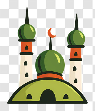 Mosque Logo - Mosque Illustration With Green Domes Transparent PNG