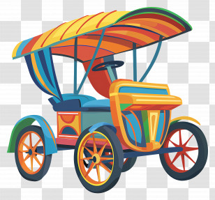 Indian Rickshaw - Colorful Cartoon Rickshaw In Artistic Style Transparent PNG