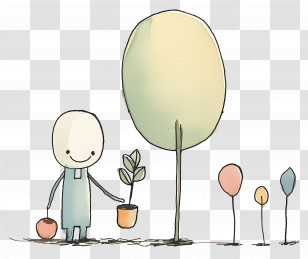 Character With Plants - Character Planting Trees And Plants Transparent PNG