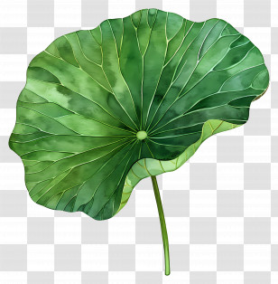 Lotus Leaf - Green Lotus Leaf Illustration In Natural Style Transparent PNG