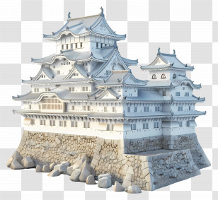 Himeji Castle - Traditional Japanese Castle Illustration Transparent PNG