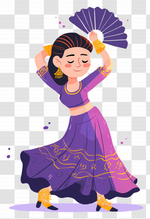 Flamenco Dancing - Woman Dancing With A Fan Transparent PNG