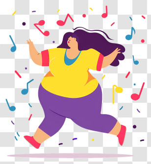 World Obesity Day - Joyful Dancing Woman With Music Notes Transparent PNG