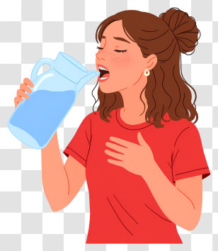 Woman Drinking Water - Woman Drinking Water Cartoon Transparent PNG