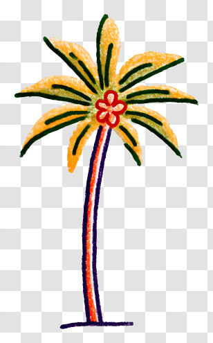 Palm Tree Outline - Colorful Palm Tree Drawing Transparent PNG