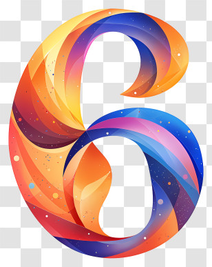 Number 6 - Colorful Artistic Number 6 Transparent PNG