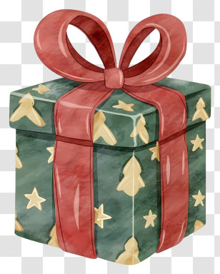 Cartoon - Decorative Gift Box With Festive Red Ribbon Transparent PNG
