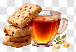 Rusk Biscuit With Tea - Tea With Biscuits For A Cozy Snack Transparent PNG